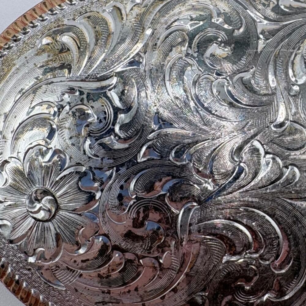 Montana Silversmith Silver Plates Floral Swirl Belt Buckle with Gold-Tone Border - Picture 2 of 6